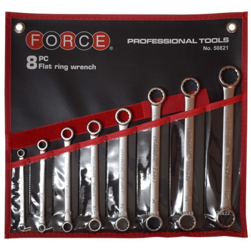 Force 8pc Flat Double Ring Wrench Set