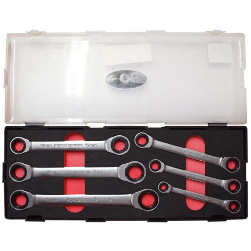 Force 6pc Flat Ratchet Ring Wrench Set